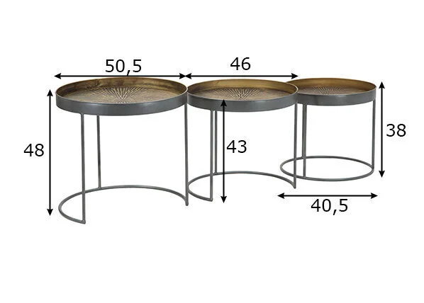 Sohvapöytä, 3 Kpl Industrial, Ruskea/musta 2 Sohvapöytä, 3 Kpl Industrial, Ruskea/musta - Image 2
