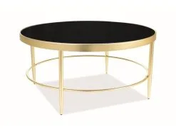 Sohvapöytä Signal Meble Mystic B, 82x82 Cm, Musta/kulta