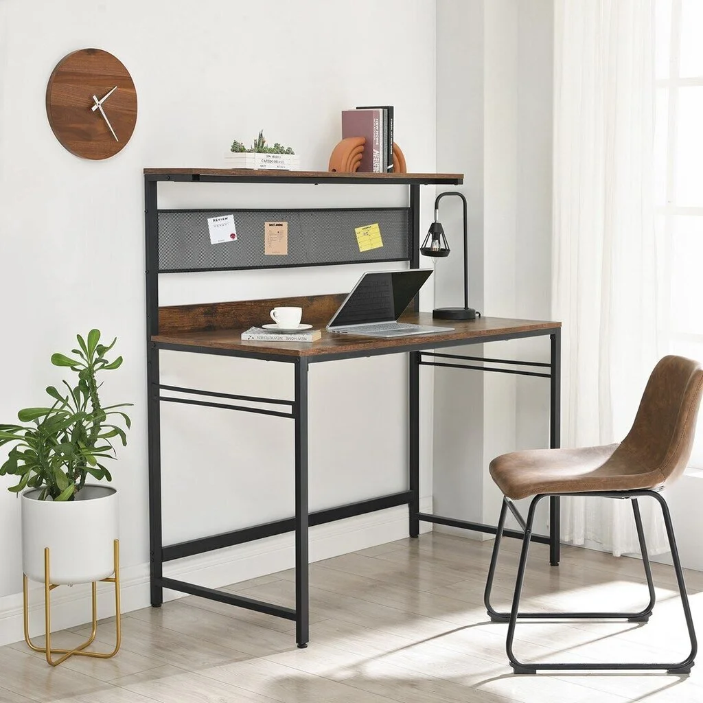 Songmics-pöytä Hyllyllä, 120x60 Cm, Ruskea/musta 2 Songmics-pöytä Hyllyllä, 120x60 Cm, Ruskea/musta - Image 2