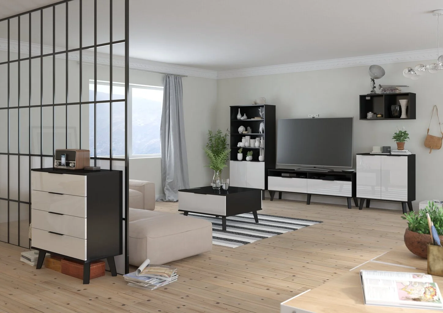 Meblocross Sven 1DPN Seinäkaappi, Musta/valkoinen 6 Meblocross Sven 1DPN Seinäkaappi, Musta/valkoinen - Image 6