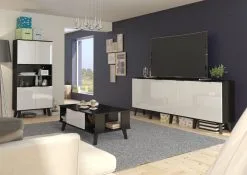 Meblocross Sven 1DPZ Seinäkaappi, Musta/valkoinen -Olohuoneen kalusteet myymälä sven 1dpz seinakaappi mustavalkoinen 7e625 halvempi reference