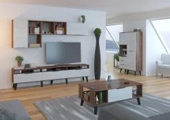 Meblocross Sven 1DPZ Seinäkaappi, Tummanruskea/valkoinen -Olohuoneen kalusteet myymälä sven 1dpz seinakaappi tummanruskeavalkoinen 489d0 netistai reference