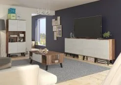 Meblocross Sven 1DPZ Seinäkaappi, Tummanruskea/valkoinen -Olohuoneen kalusteet myymälä sven 1dpz seinakaappi tummanruskeavalkoinen d14d2 halvempi reference