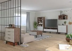 Meblocross Sven 1DPZ Seinäkaappi, Tummanruskea/valkoinen -Olohuoneen kalusteet myymälä sven 1dpz seinakaappi tummanruskeavalkoinen d9585 osta reference