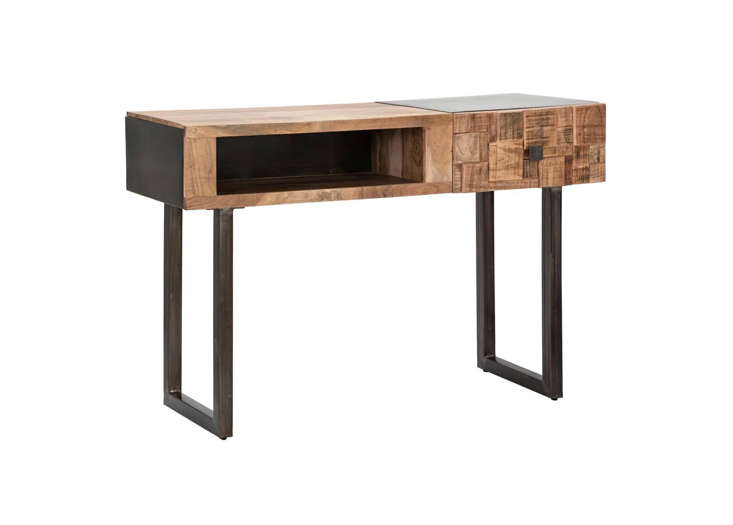 Teollisuustyylinen Konsolipöytä Laatikolla Ja Hyllyllä, Ruskea/musta 1 Teollisuustyylinen Konsolipöytä Laatikolla Ja Hyllyllä, Ruskea/musta