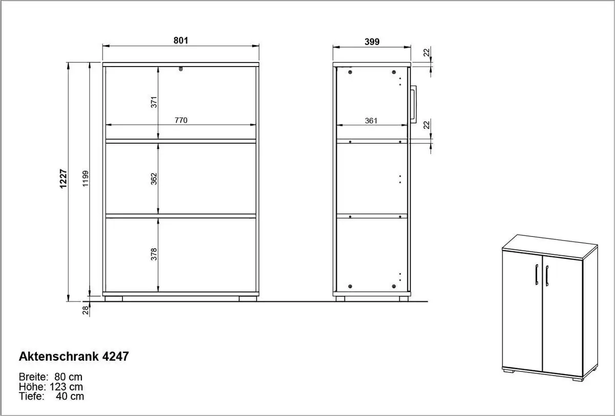 Toimistokaappi 4247, Harmaa 2 Toimistokaappi 4247, Harmaa - Image 2