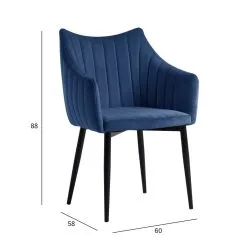 Home4you Tuoli BRETA 60x58xH88cm, Tummansinistä Samettia -Olohuoneen kalusteet myymälä tuoli breta 60x58xh88cm tummansinista samettia db391 osta reference