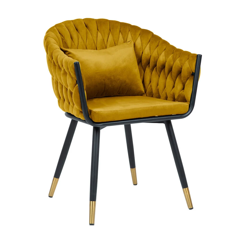 Home4you Tuoli FLORA 61x63xH83cm, Kullankeltainen Sametti 1 Home4you Tuoli FLORA 61x63xH83cm, Kullankeltainen Sametti