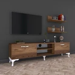 TV-kalustesarja Kalune Design A4, Ruskea / Valkoinen -Olohuoneen kalusteet myymälä tv kalustesarja kalune design a4 ruskea valkoinen 285cf netistai reference