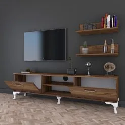 TV-kalustesarja Kalune Design A4, Ruskea / Valkoinen -Olohuoneen kalusteet myymälä tv kalustesarja kalune design a4 ruskea valkoinen b5323 hinta reference