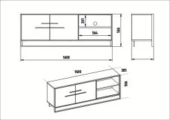 TV-pöytä Kalune Design Polka, Valkoinen/kulta -Olohuoneen kalusteet myymälä tv poyta kalune design polka valkoinenkulta 01932 netistai reference