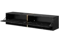 TV-pöytä SELSEY Mirrgo 140 Musta Marmori + Kultainen Sisus -Olohuoneen kalusteet myymälä tv poyta selsey mirrgo 140 musta marmori 329bd palaute reference