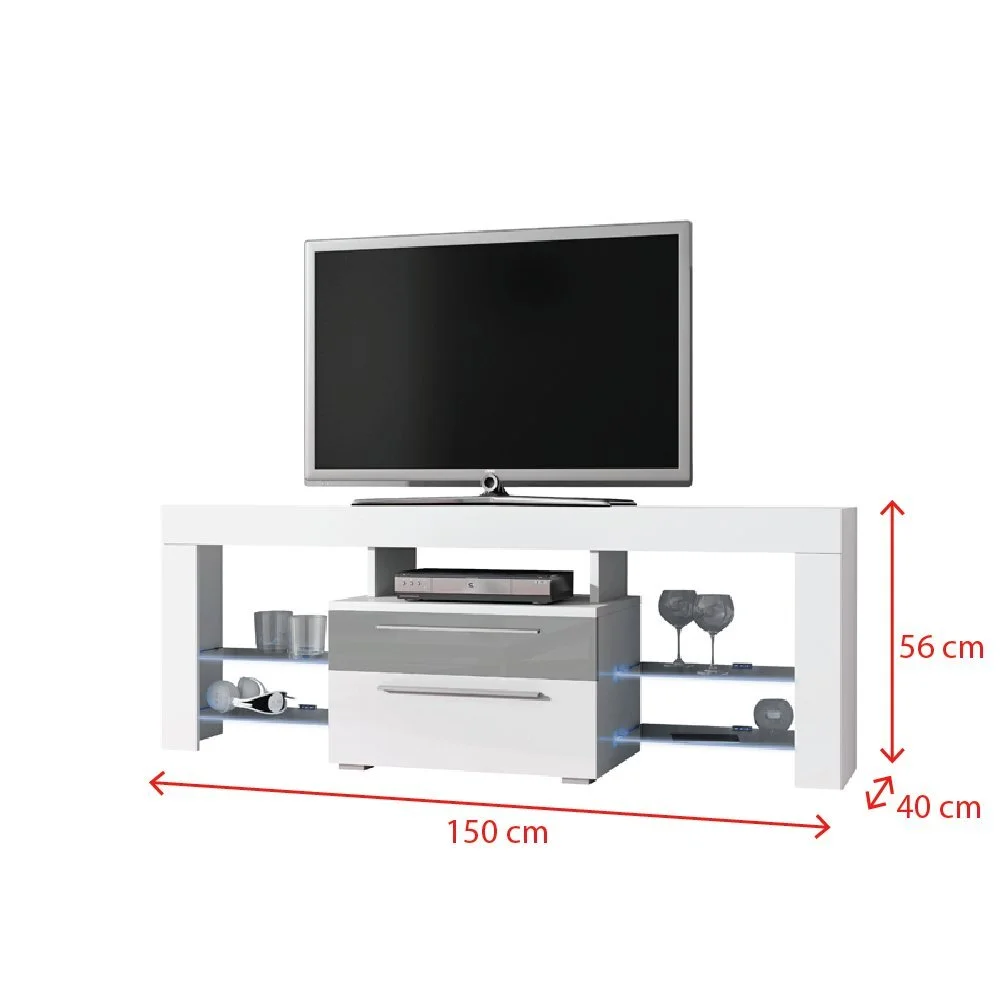 Selsey TV-taso Navia, Valkoinen/harmaa. 4 Selsey TV-taso Navia, Valkoinen/harmaa. - Image 4