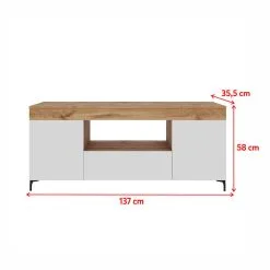 TV-taso Selsey Gusto, Ruskea / Valkoinen -Olohuoneen kalusteet myymälä tv taso selsey gusto ruskea valkoinen d709a halvempi reference