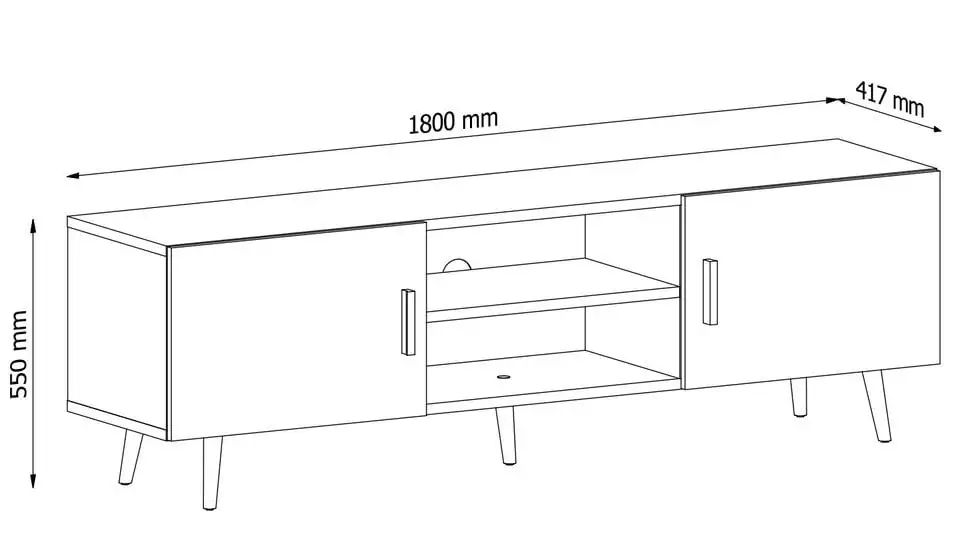 Gala Meble TV-taso Visby, Valkoinen/harmaa 2 Gala Meble TV-taso Visby, Valkoinen/harmaa - Image 2