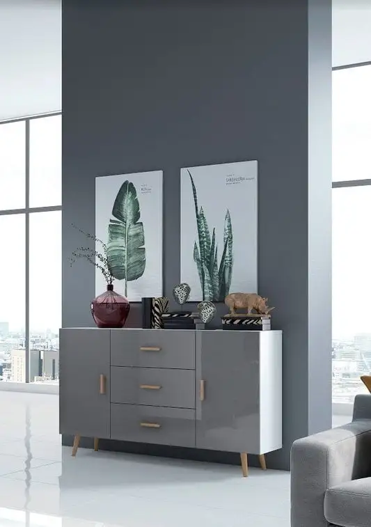 Gala Meble TV-taso Visby, Valkoinen/harmaa 4 Gala Meble TV-taso Visby, Valkoinen/harmaa - Image 4