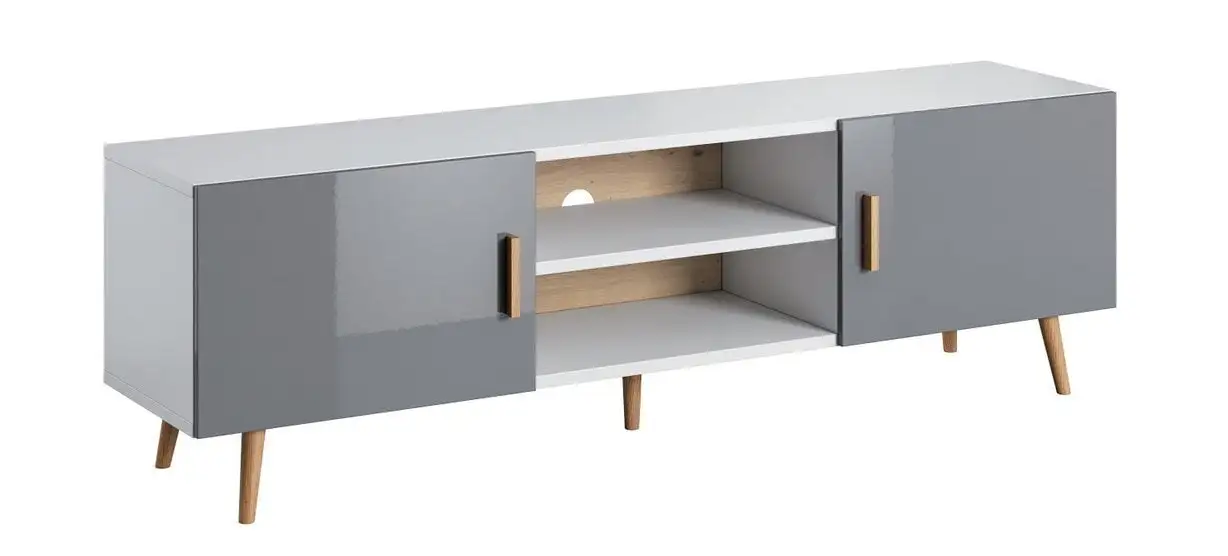 Gala Meble TV-taso Visby, Valkoinen/harmaa 1 Gala Meble TV-taso Visby, Valkoinen/harmaa