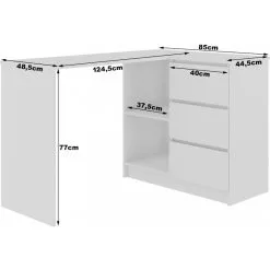 Työpöytä NORE A7, Oikea, Valkoinen/vaaleanharmaa. -Olohuoneen kalusteet myymälä tyopoyta nore a7 oikea valkoinenvaaleanharmaa 9ca1b palaute reference
