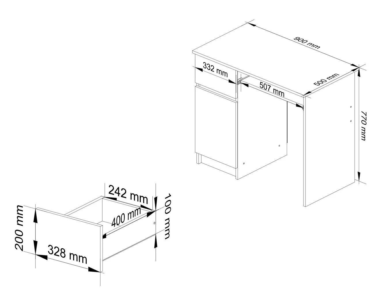 Työpöytä Piksel, Vaaleanruskea 3 Työpöytä Piksel, Vaaleanruskea - Image 3
