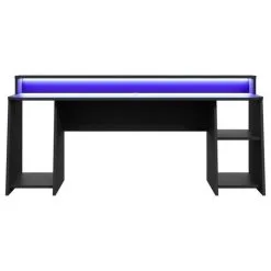 Työpöytä Tezaur 200 Cm + LED, Musta