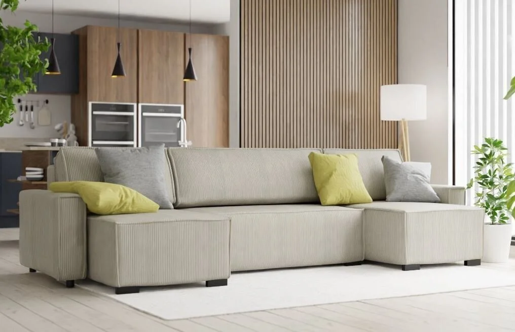 Universaali Pehmeä Kulmasohva Smart U 83, Vaaleanharmaa 1 Universaali Pehmeä Kulmasohva Smart U 83, Vaaleanharmaa