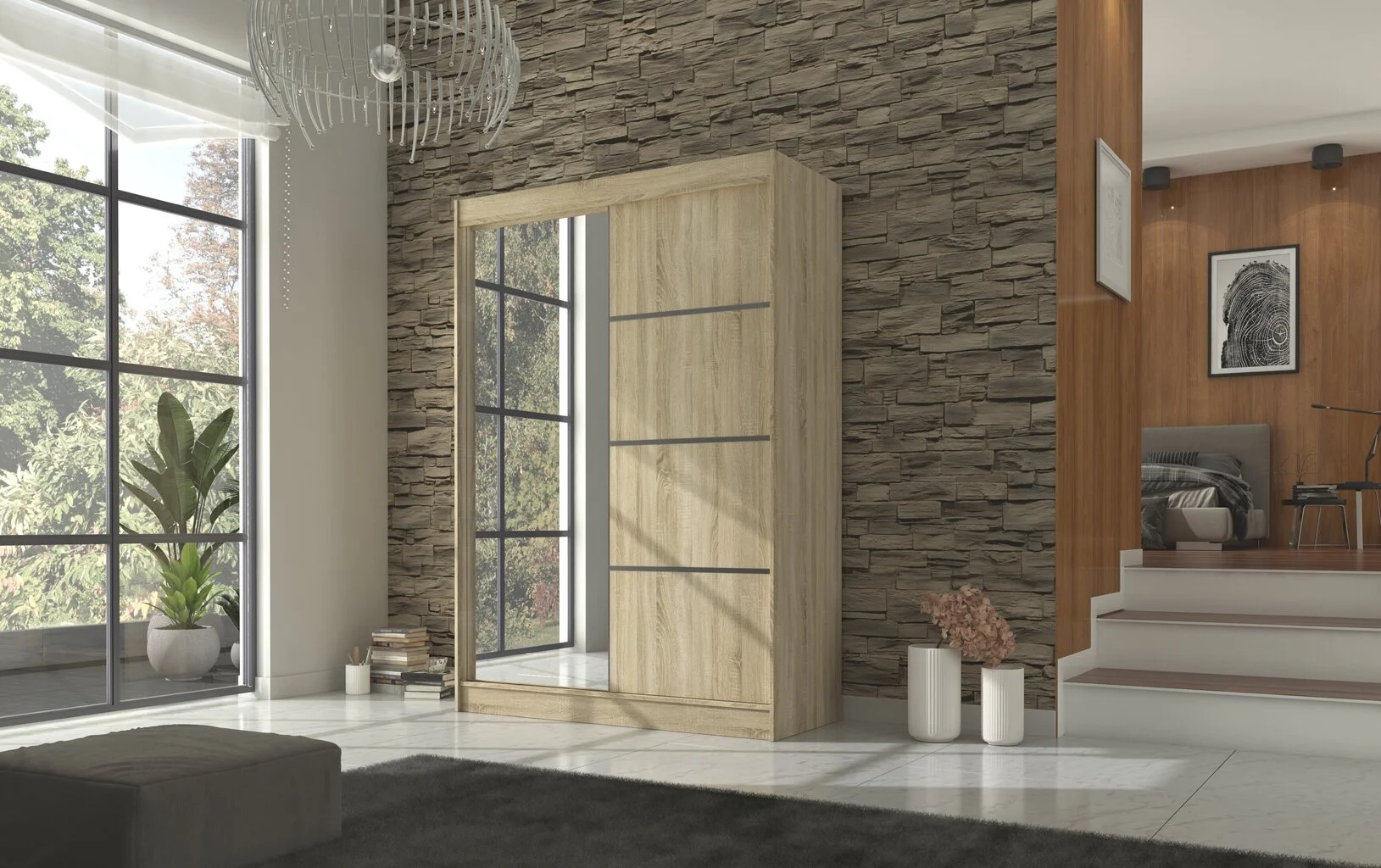 Vaatekaappi Adrk Furniture Gilton 150 Cm, Tammi 1 Vaatekaappi Adrk Furniture Gilton 150 Cm, Tammi