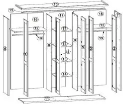 Black Red White Vaatekaappi BRW Luca 5D, Valkoinen/musta -Olohuoneen kalusteet myymälä vaatekaappi brw luca 5d valkoinenmusta a250f osta reference