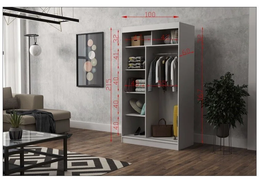 Vaatekaappi NORE Emily 100, Ruskea. 4 Vaatekaappi NORE Emily 100, Ruskea. - Image 4