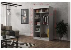 Vaatekaappi NORE Emily 120, Tummanharmaa.. -Olohuoneen kalusteet myymälä vaatekaappi nore emily 120 tummanharmaa a8895 palaute reference