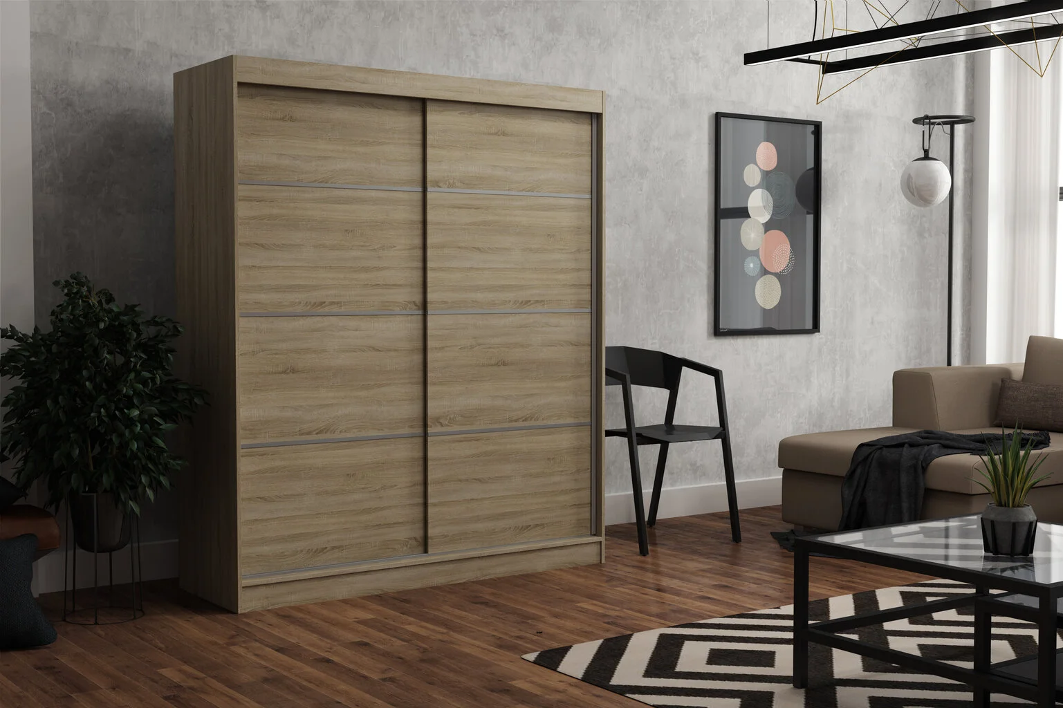 Vaatekaappi NORE Rob 180, Tammi 2 Vaatekaappi NORE Rob 180, Tammi - Image 2