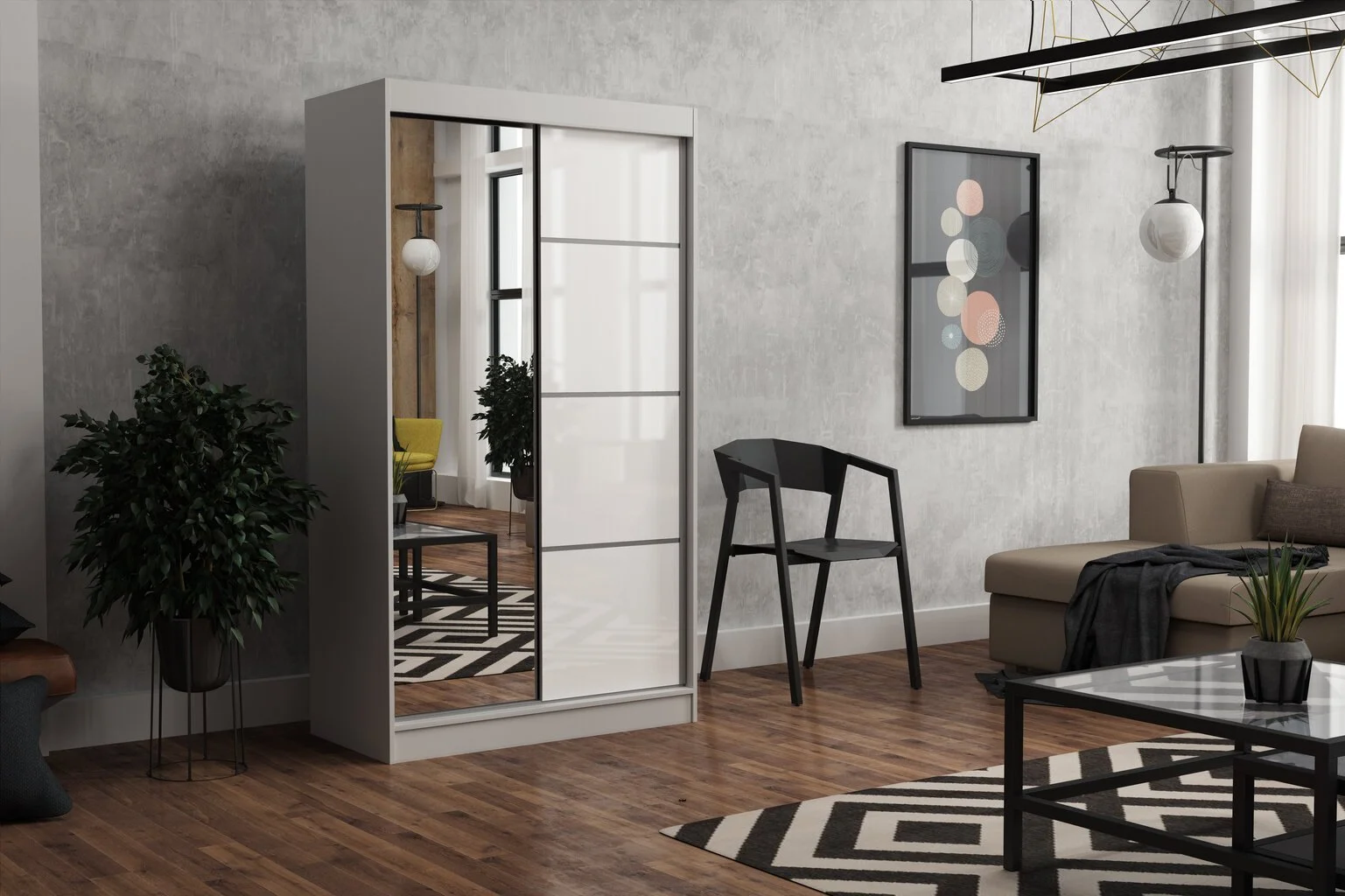 Vaatekaappi NORE Suzan 120, Valkoinen 2 Vaatekaappi NORE Suzan 120, Valkoinen - Image 2