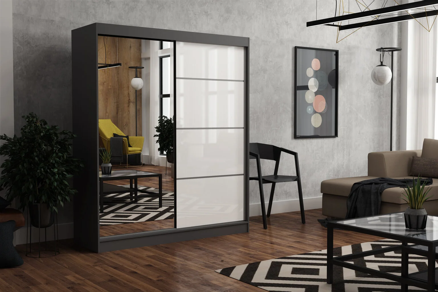 Vaatekaappi NORE Suzan 180, Tummanharmaa 2 Vaatekaappi NORE Suzan 180, Tummanharmaa - Image 2