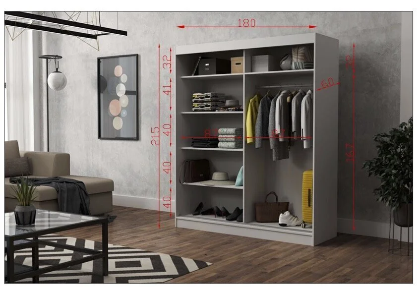 Vaatekaappi NORE Suzan 180, Tummanharmaa 4 Vaatekaappi NORE Suzan 180, Tummanharmaa - Image 4