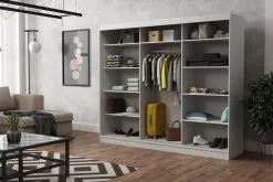 Vaatekaappi, NORE Suzan 250, Tummanharmaa -Olohuoneen kalusteet myymälä vaatekaappi nore suzan 250 tummanharmaa 6406a netistai reference