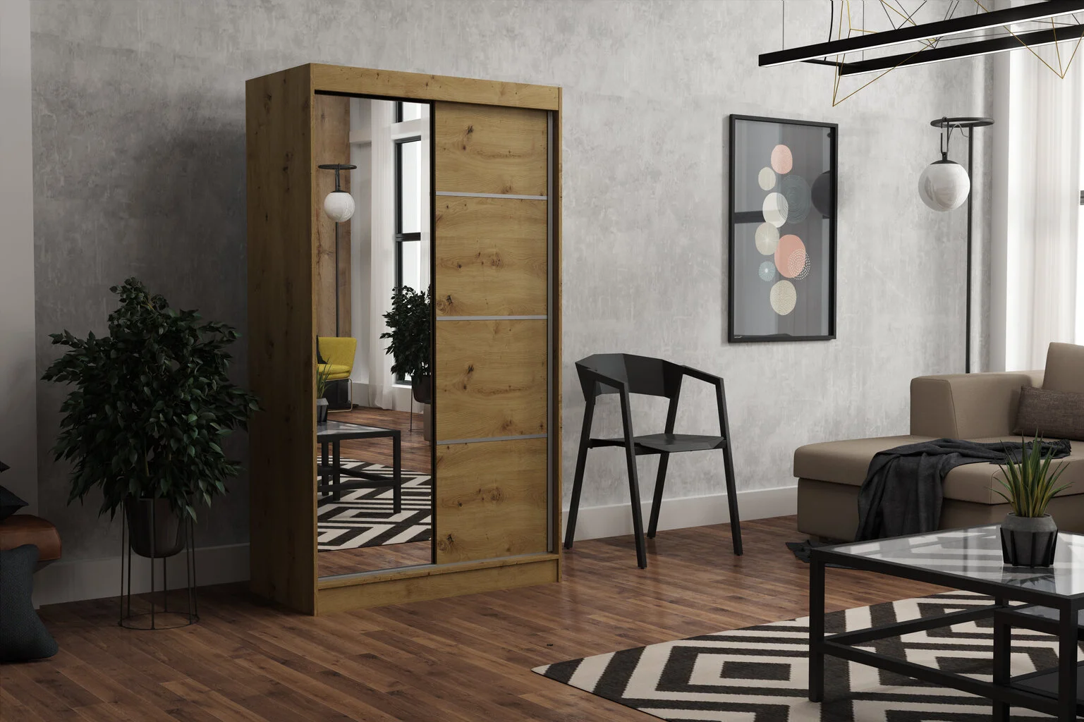 Vaatekaappi NORE Tom 100, Harmaa 3 Vaatekaappi NORE Tom 100, Harmaa - Image 3