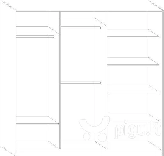 Meblocross Vaatekaappi Rico 240, Ruskea / Tammi Väri 2 Meblocross Vaatekaappi Rico 240, Ruskea / Tammi Väri - Image 2