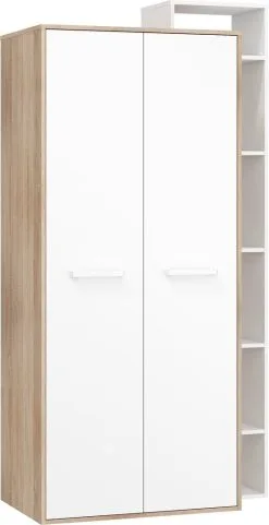Meblocross Vaatekaappi Rio P2D, Tammi / Valkoinen.