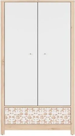 Black Red White Vaatekaappi Timon-I, Valkoinen/pyökki