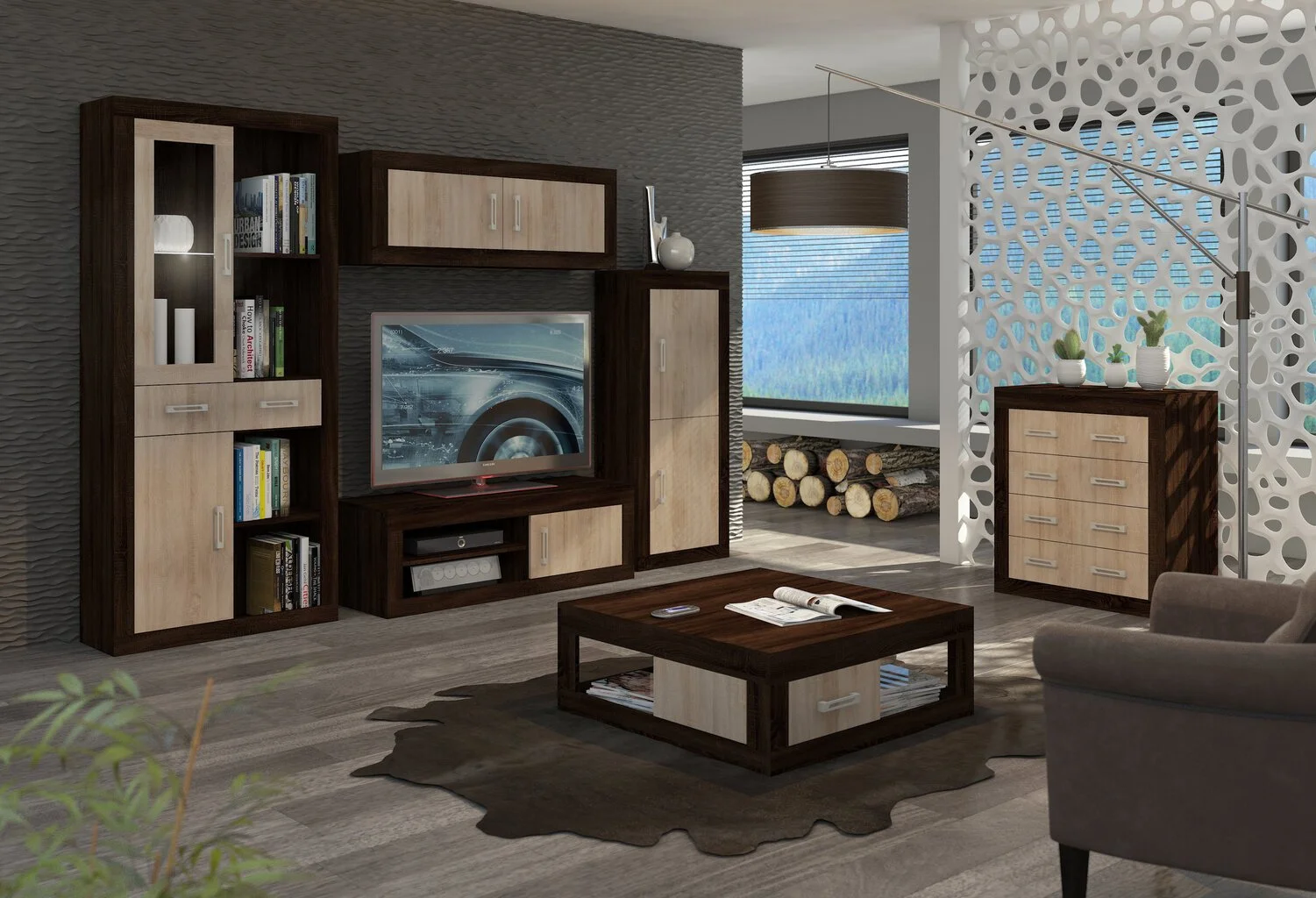 Meblocross Vitriini Blood 1DSWO, Vaalea Tammi / Tumma Tammi 2 Meblocross Vitriini Blood 1DSWO, Vaalea Tammi / Tumma Tammi - Image 2