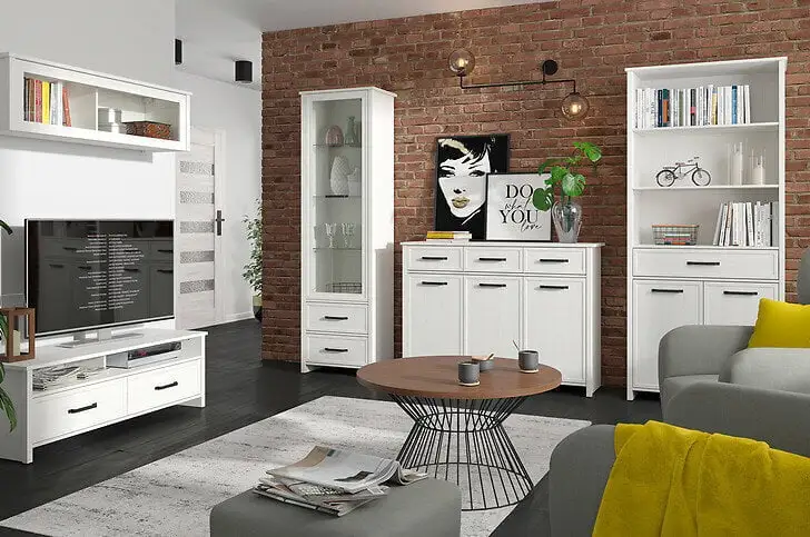 Black Red White Vitriinikaappi BRW Malmo 1W2S, Valkoinen 6 Black Red White Vitriinikaappi BRW Malmo 1W2S, Valkoinen - Image 6