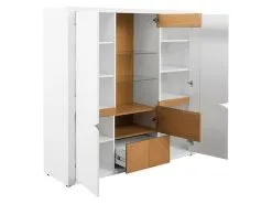 Black Red White Vitriinikaappi BRW Rovika 2D1W1S, Valkoinen/ruskea -Olohuoneen kalusteet myymälä vitriinikaappi brw rovika 2d1w1s valkoinenruskea a1d49 halvempi reference