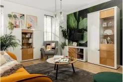 Black Red White Vitriinikaappi BRW Rovika 2D1W1S, Valkoinen/ruskea -Olohuoneen kalusteet myymälä vitriinikaappi brw rovika 2d1w1s valkoinenruskea af24f osta reference