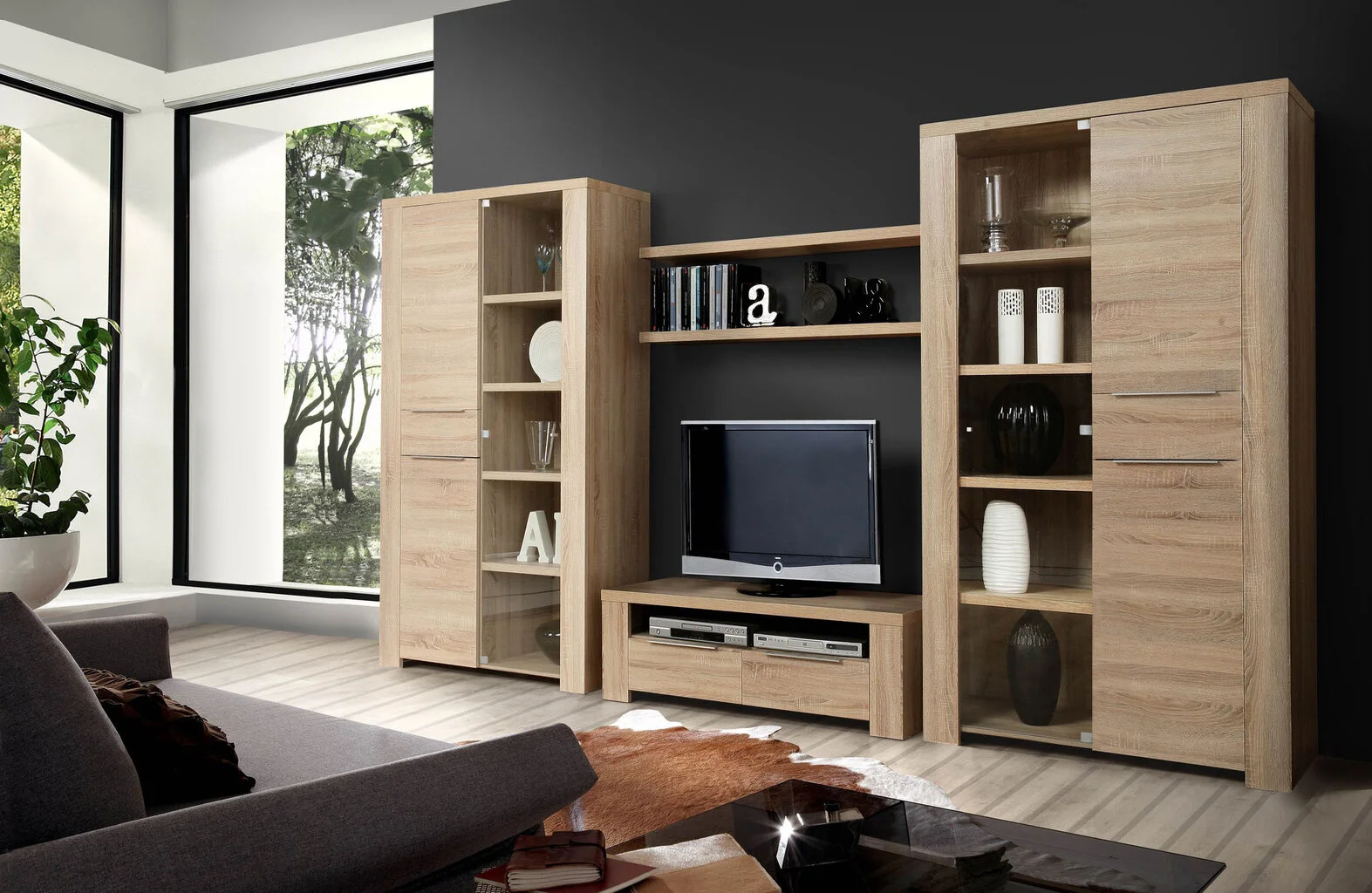 Forte Vitriinikaappi Calpe, Sonoma Tammi 2 Forte Vitriinikaappi Calpe, Sonoma Tammi - Image 2