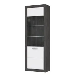 Forte Vitriinikaappi Lennox, Tummanharmaa/valkoinen Kiiltävä