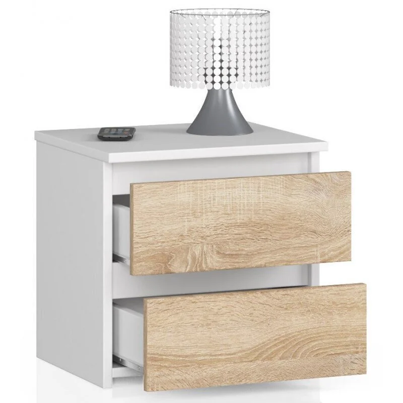 Yökaappi NORE CL2 40 Cm, Valkoinen / Tammi 2 Yökaappi NORE CL2 40 Cm, Valkoinen / Tammi - Image 2