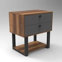 Yöpöytä Kalune Design MN03, Ruskea/harmaa -Olohuoneen kalusteet myymälä yopoyta kalune design mn03 ruskeaharmaa 48198 palaute reference