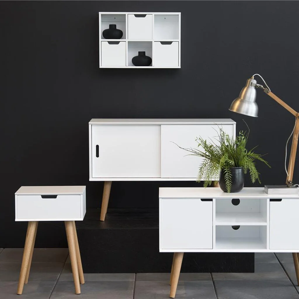 Yöpöytä Mitra, Valkoinen / Tammi 2 Yöpöytä Mitra, Valkoinen / Tammi - Image 2