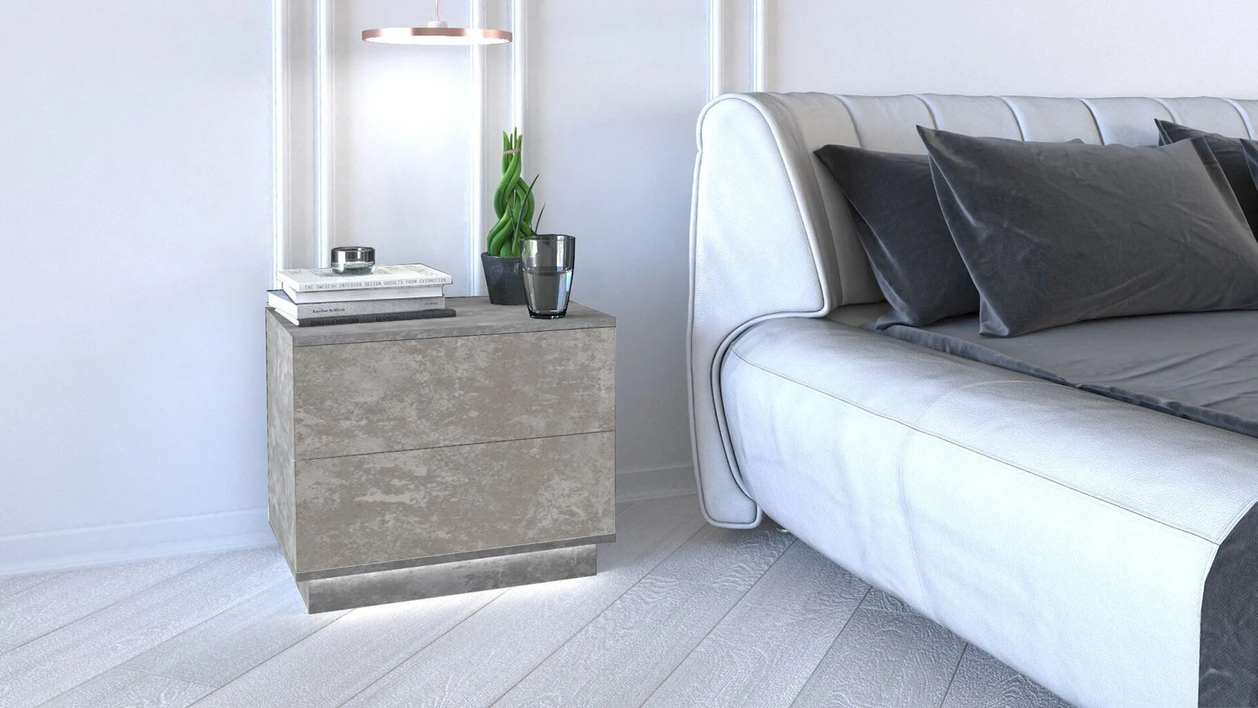 Yöpöytä NORE Sela S2, Harmaa. 2 Yöpöytä NORE Sela S2, Harmaa. - Image 2