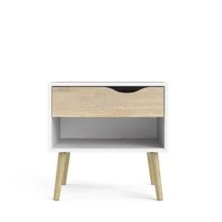 Yöpöytä Tvilum Oslo 1, Valkoinen/ruskea